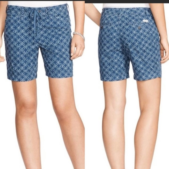 Lauren Ralph Lauren Pants - LAUREN RALPH LAUREN LRL Blue & White Shibori Cotton Drawstring Shorts size 10